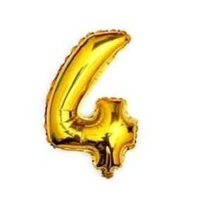 Number 4 Four Gold Balloon Party Birthday Event NWT Helium Air 16"